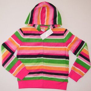 NWT Gymboree  XS(3-4) L(10-12) fleece Jacket multi stripe hoodie zip girls 3T-4T